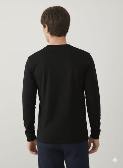 טישרט שרוול ארוך בגזרת SLIM - שחור