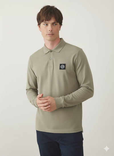 פולו שרוול ארוך בגזרת SLIM - ירוק