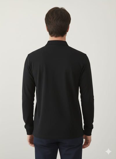 פולו שרוול ארוך בגזרת SLIM - שחור