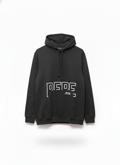 קפוצ'ון עם כיס והדפס  -  שחור'