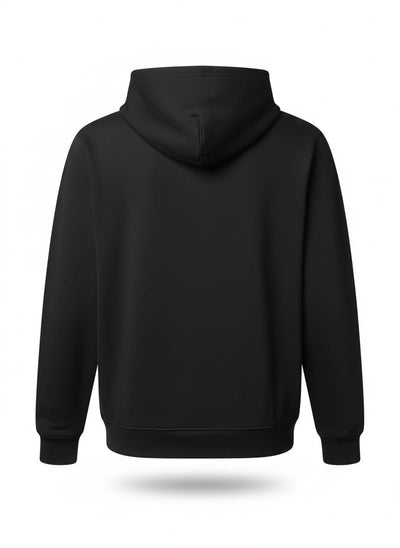 קפוצ'ון עם כיס והדפס  -  שחור'