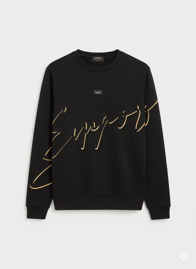 חליפת טרנינג בצבע שחור עם רקמה זהב שחור