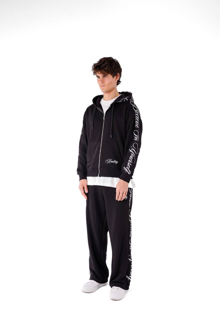 חליפת טרנינג חולצה ומכנס - שחור