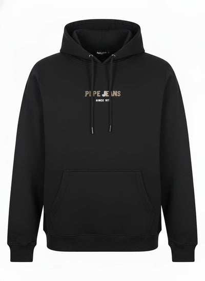 קפוצ'ון עם כיס ולוגו בחזית -  שחור