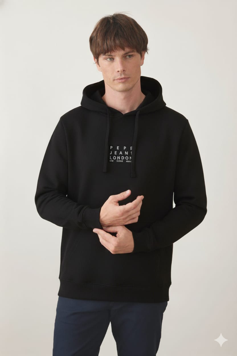 קפוצ'ון עם כיס -  שחור