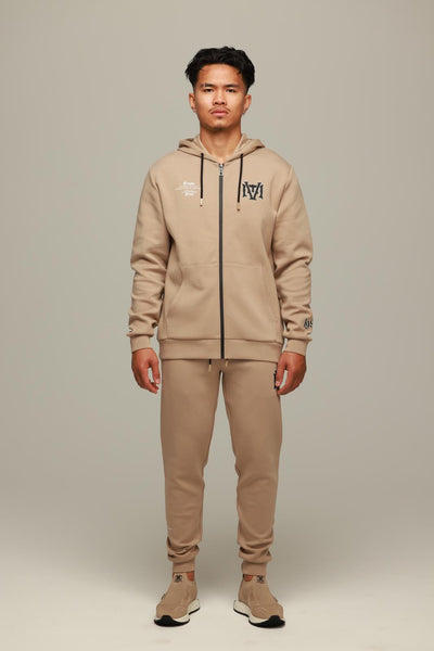 חליפת טרנינג קפוצ'ון ומכנס - בז'