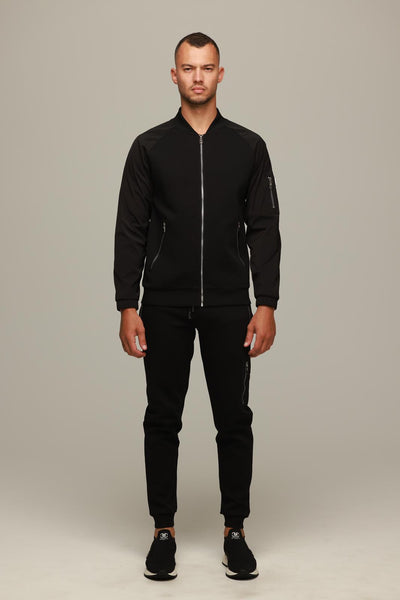 חליפת טרנינג קפוצ'ון ומכנס - שחור