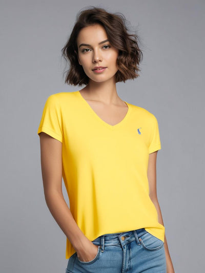 טישרט שרוול קצר נשיםSLIM בצבע צהוב