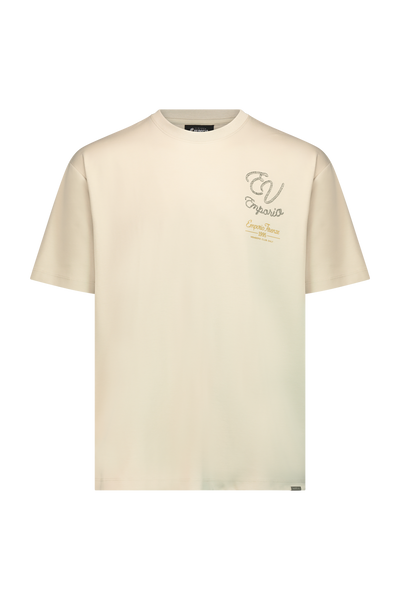 טישרט שרוול קצר גזרת OVERSIZE - אבן