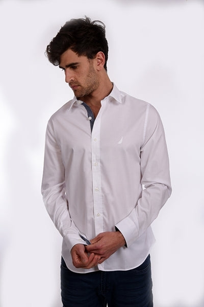 חולצה מכופתרת שרוול ארוך לבן - TAILORED FIT
