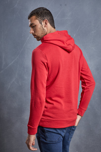 טישירט עם כובע שרוול ארוך בצבע אדום