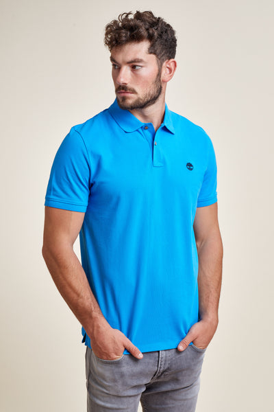 חולצת פולו שרוול קצר בצבע כחול פסטל