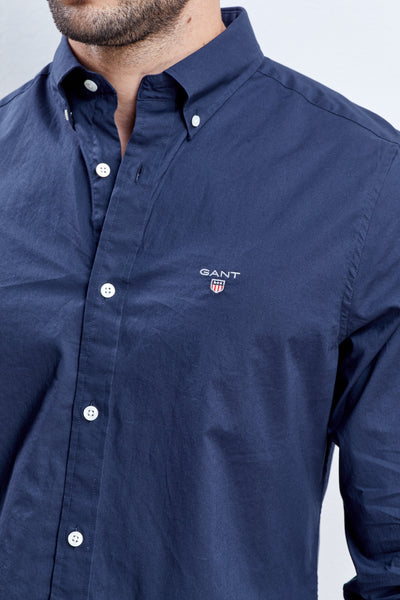 חולצה מכופתרת שרוול ארוך SLIM FIT בצבע נייבי