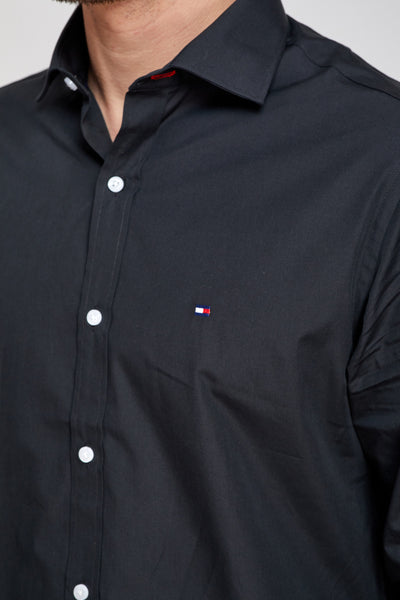 חולצה מכופתרת שרוול ארוך בצבע שחור  NON IRON SLIM FIT