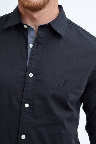 חולצה מכופתרת שרוול ארוך בצבע שחור