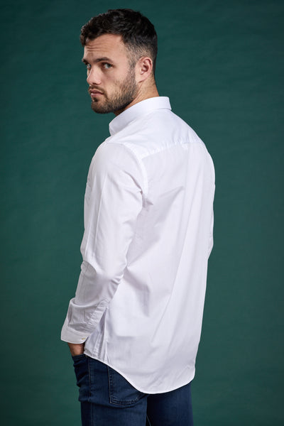 חולצה מכופתרת שרוול ארוך ריגולר בצבע לבן מיוחד
