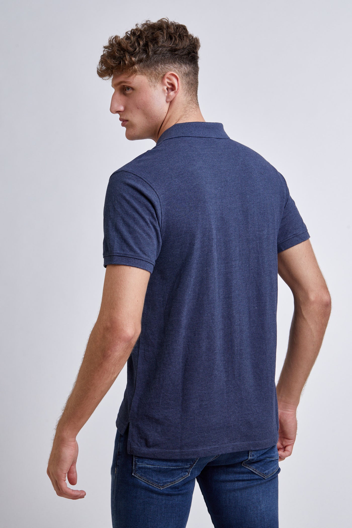 slim fit חולצת פולו שרוול קצר ג'ינס