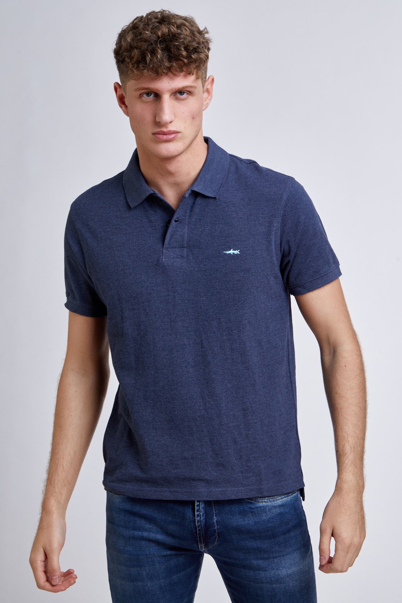 slim fit חולצת פולו שרוול קצר ג'ינס
