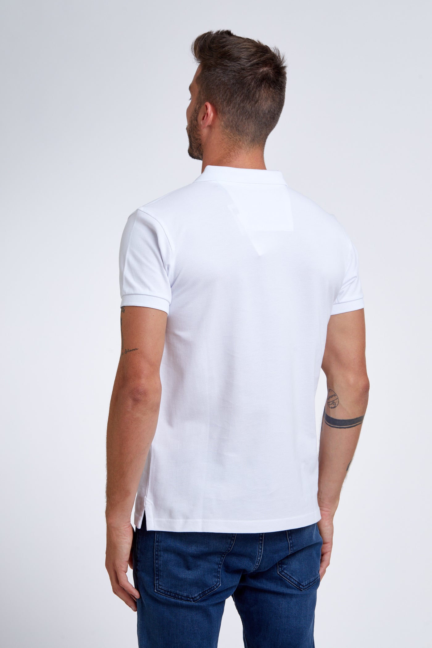 slim fit חולצת פולו שרוול קצר לבן