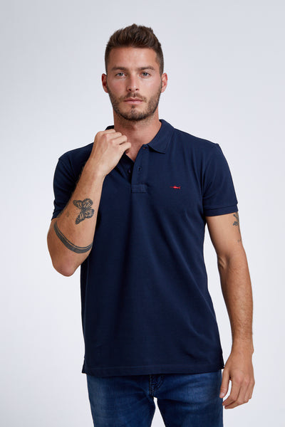 slim fit חולצת פולו שרוול קצר נייבי