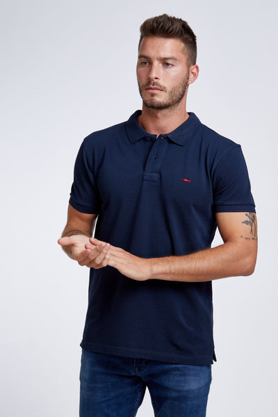 slim fit חולצת פולו שרוול קצר נייבי