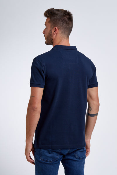 slim fit חולצת פולו שרוול קצר נייבי