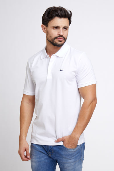 regular fit חולצת פולו שרוול קצר לבן