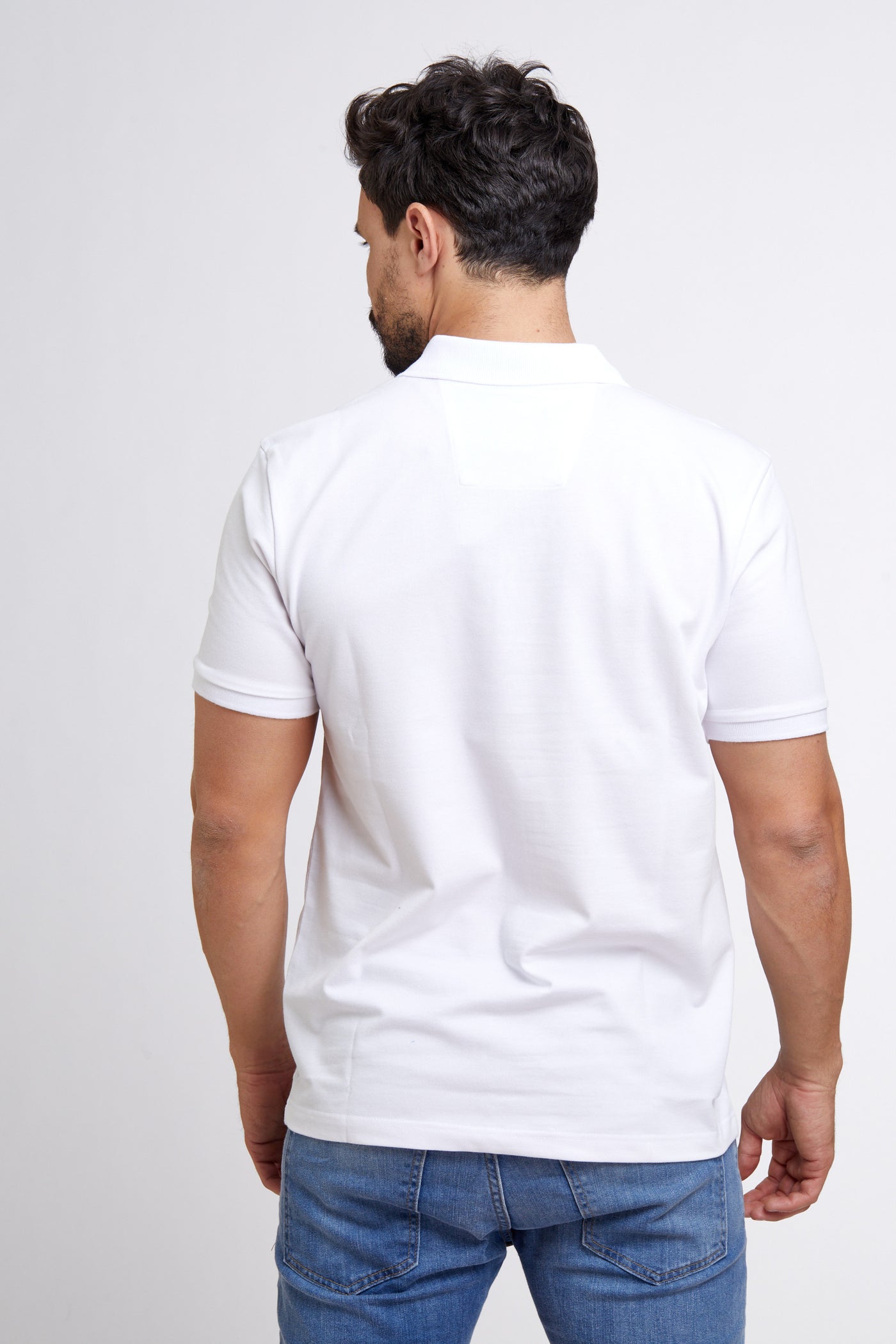 regular fit חולצת פולו שרוול קצר לבן