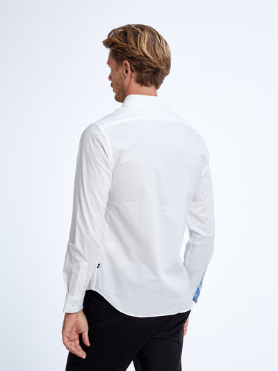 חולצה שרוול ארוך לבן NAUTICA גזרת TAILORED FIT STRECH